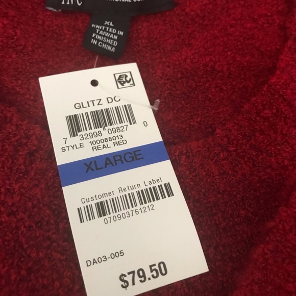 INC International Concepts NWT Puffy Sleeve Glitz DC Sweater in Real Red Size XL - Picture 4 of 11